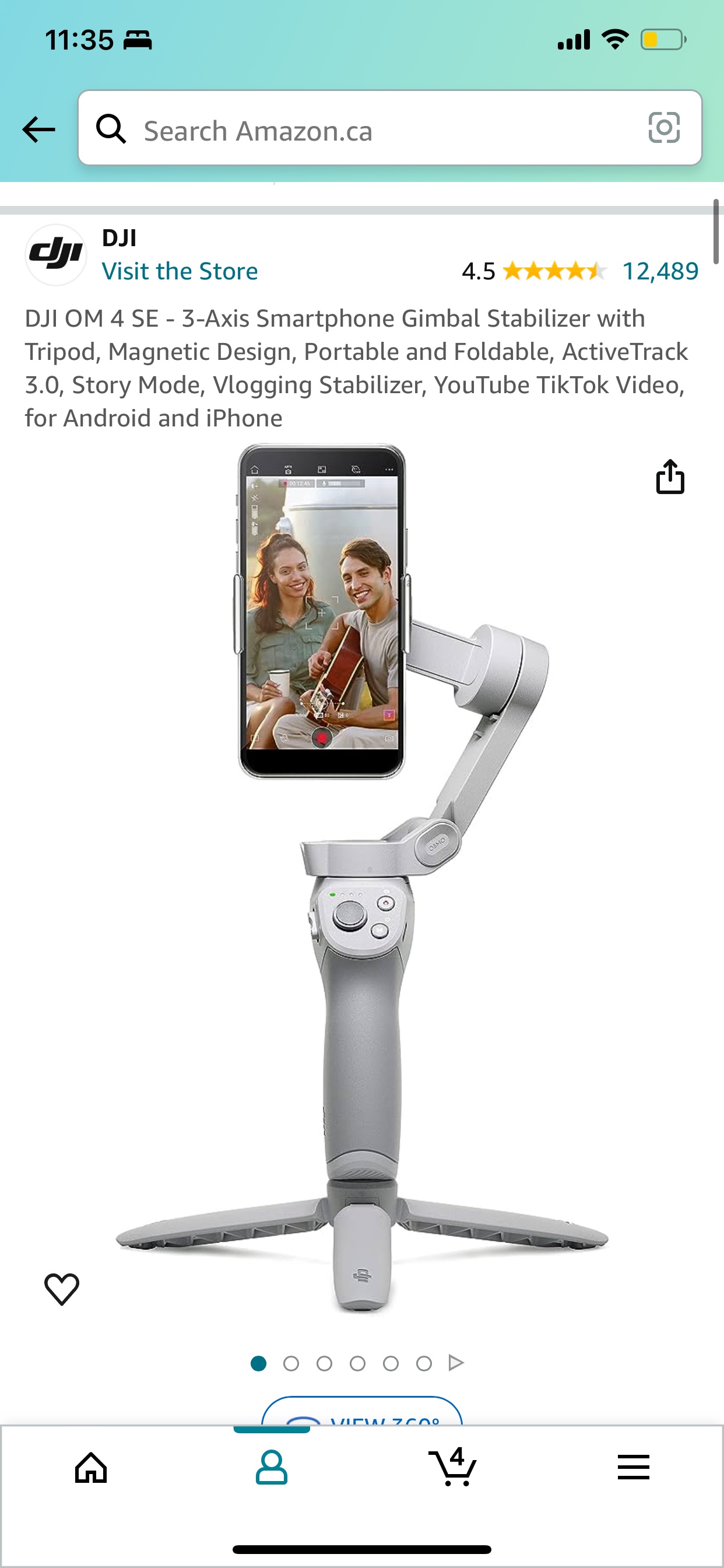 DJI OM 4 SE - 3-Axis Smartphone Gimbal Stabilizer with Tripod thumbnail