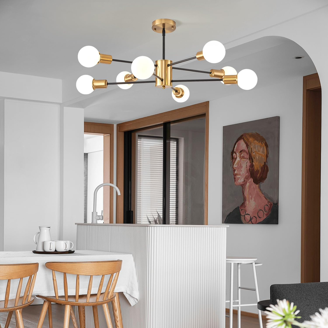 Eight Light Sputnik Satellite Chandelier - photo 3