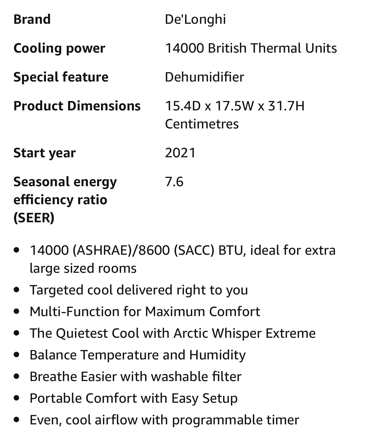 De'Longhi Portable Air Conditioner image indicator(9)