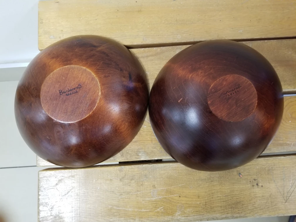 Set of 2 Vintage 1960s Baribocraft Canada Maple Wood Salad Bowls image indicator(2)