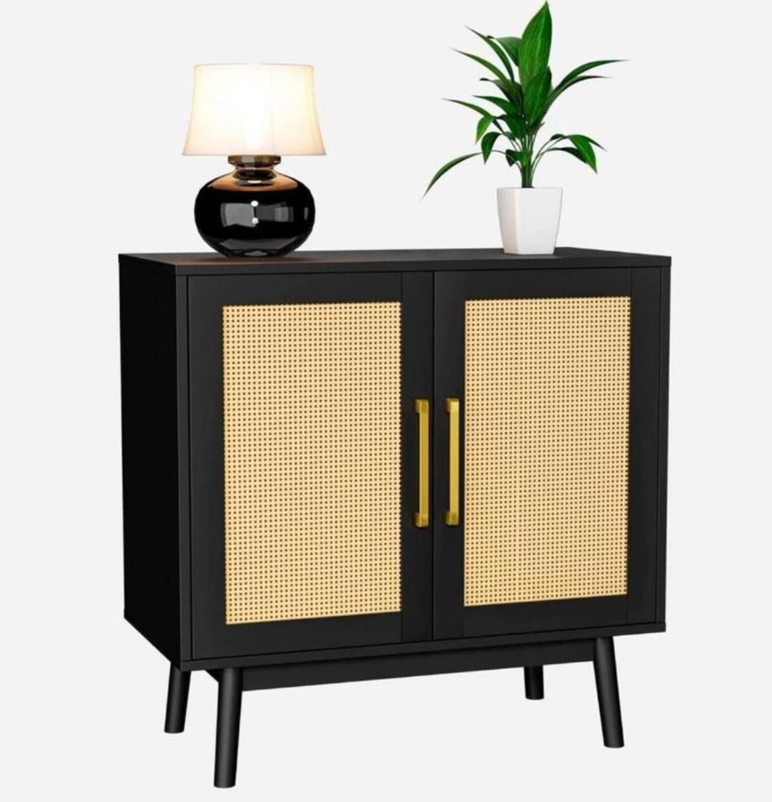 LYNSOM Rattan Storage Cabinet with Doors and Shelves - photo 4
