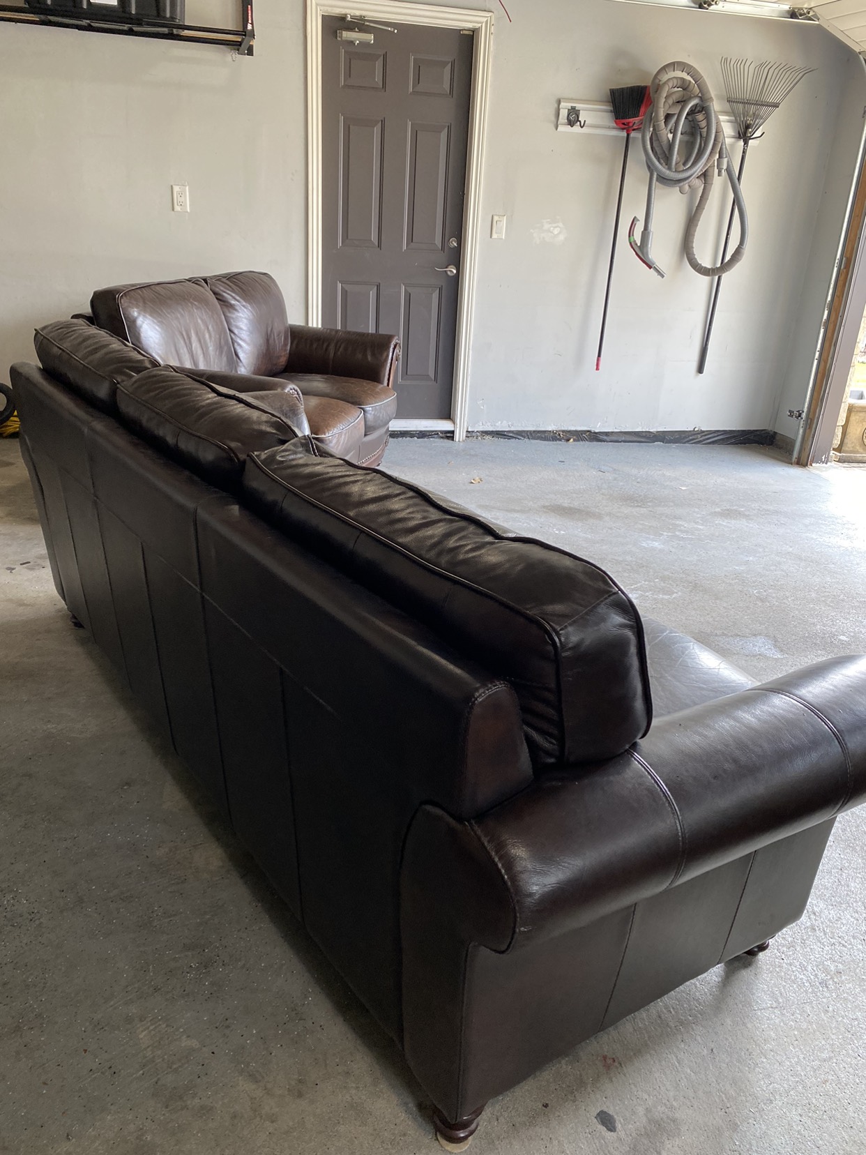 Vintage Brown Leather Couch Set - photo 2