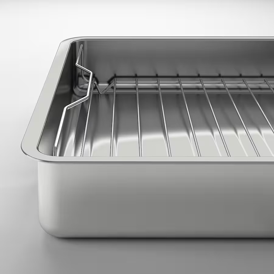 IKEA KONCIS Roasting pan with grill rack, stainless steel - photo 2
