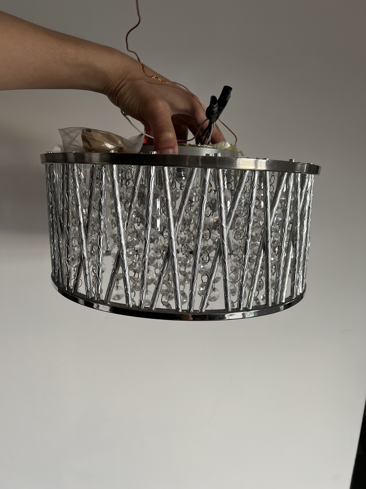 3 light bulb crystal chandelier