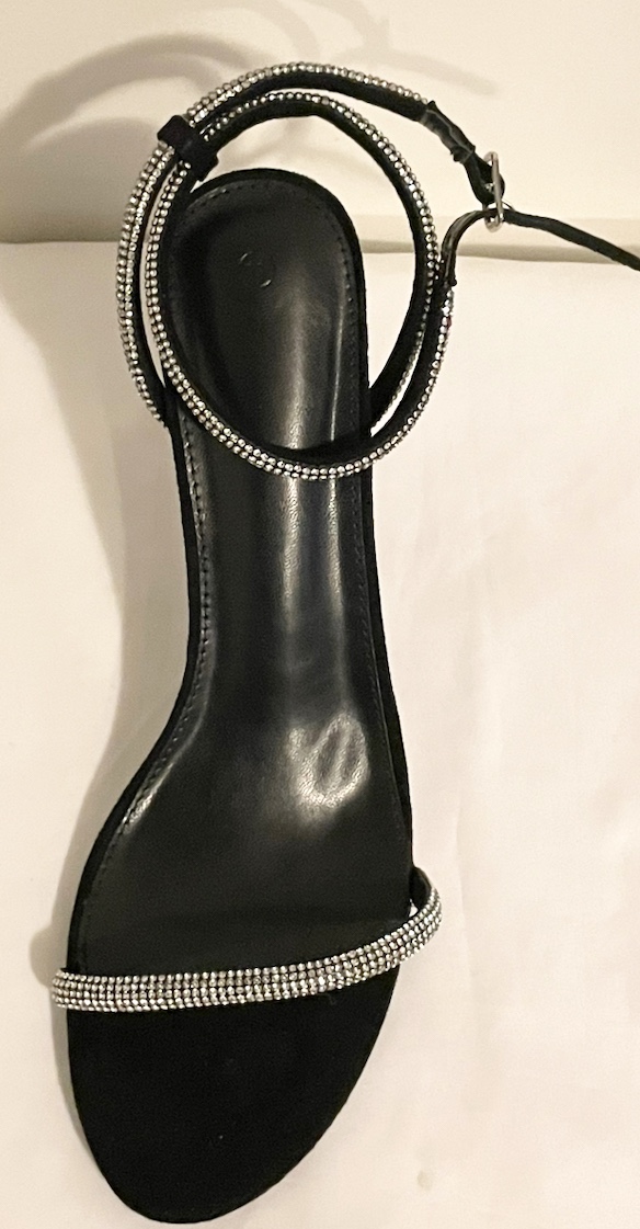 Sz 11 Women's Strappy  Heels black with rhinestone strap ankle - photo 3