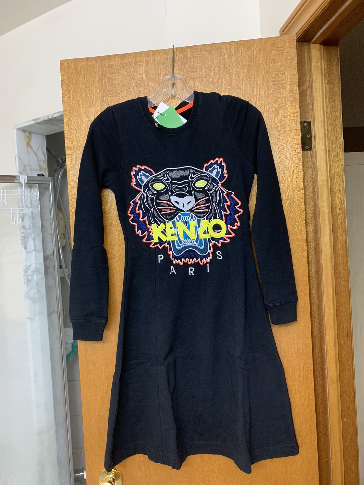 Kenzo black Easy Classic Short Sleeve Stretch Cotton Polo Dress thumbnail