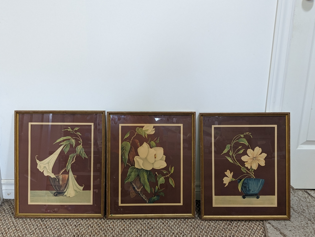 3 Framed Floral Art Frame Vintage 🥕 thumbnail