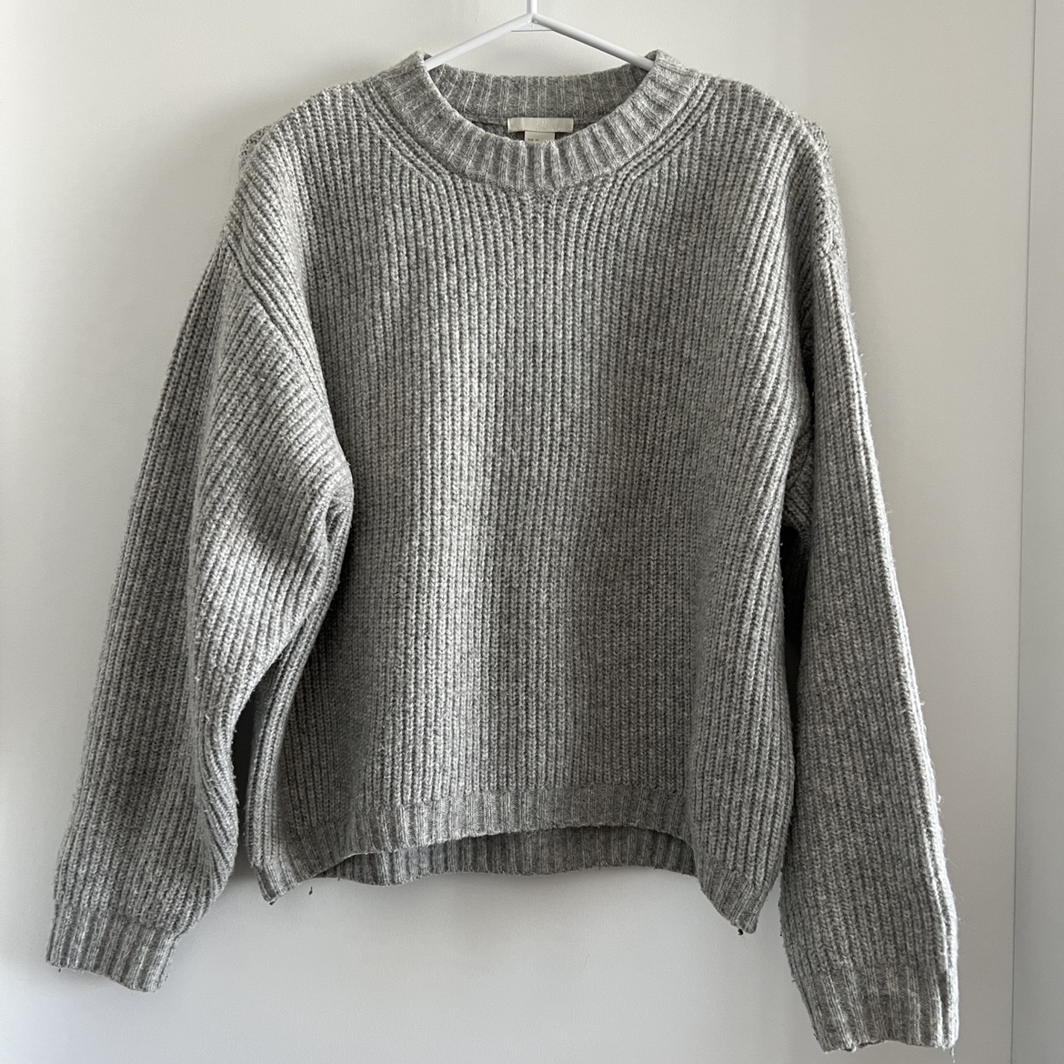 H&M Grey Ribbed Wool-Blended Cozy Knit Sweater thumbnail