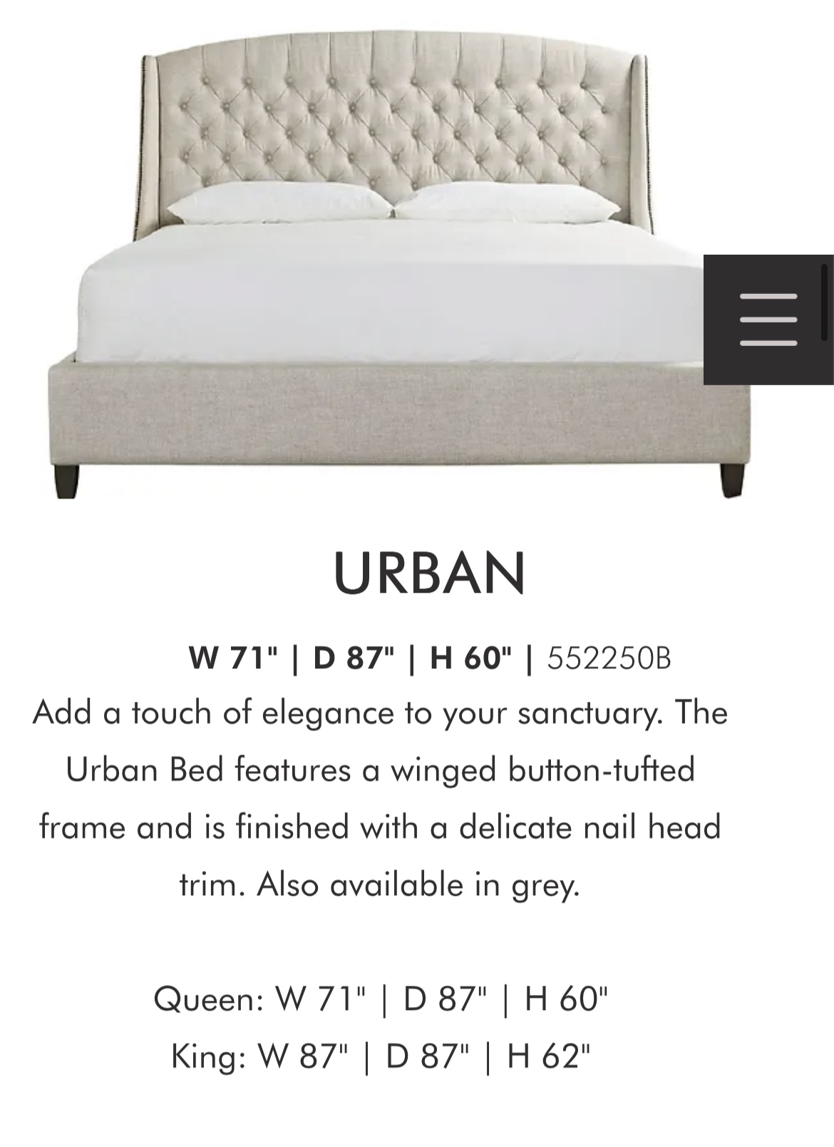 Queen tufted upholstered Bed Frame + Box Springs - photo 3