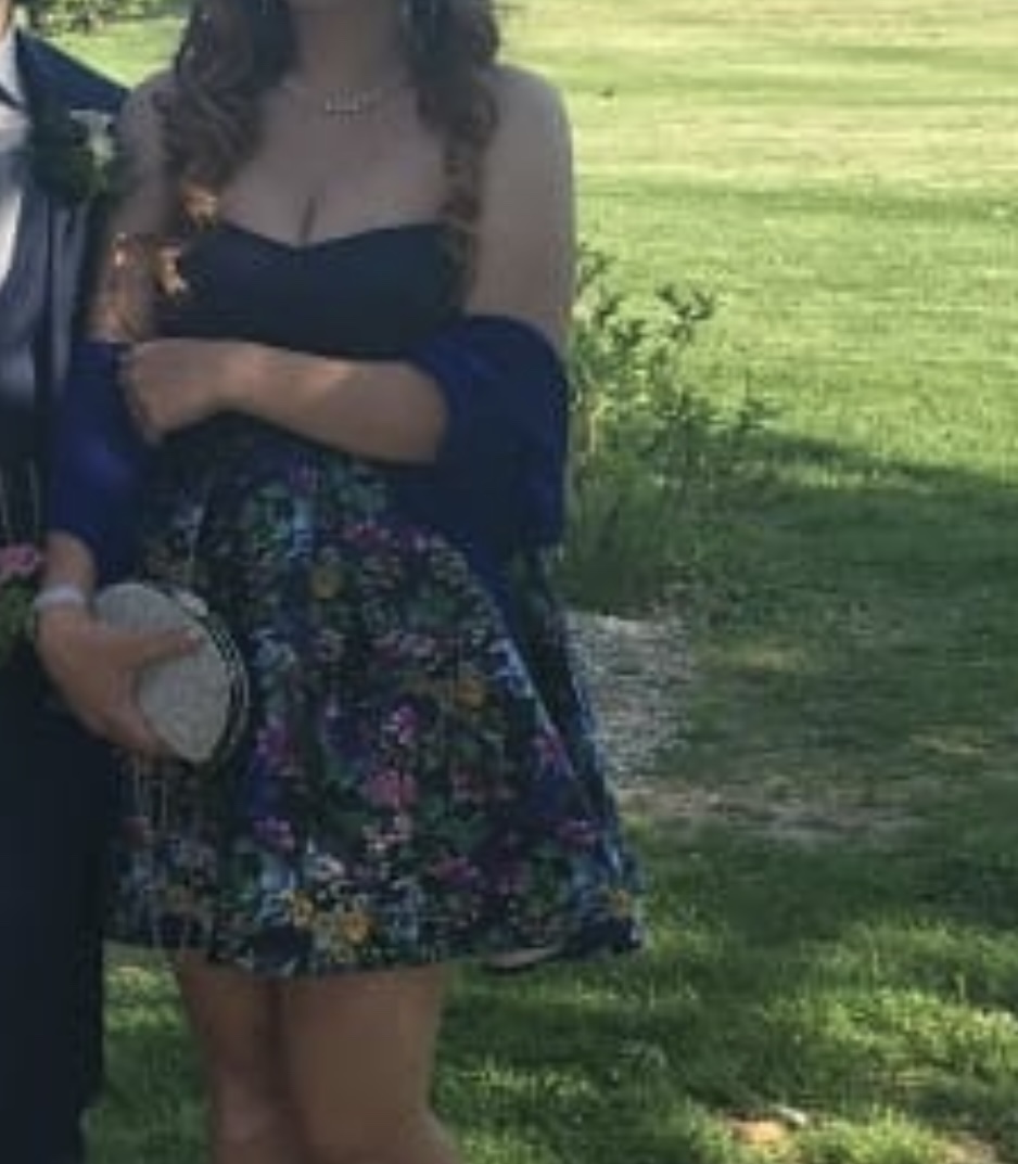 Formal Dress (Floral/Navy Blue)