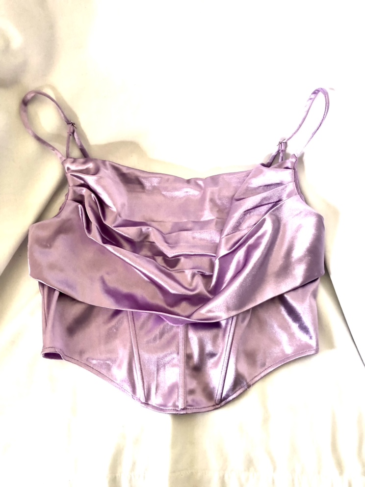 Celebrity Fashion Purple Satin Corset Top, Size L image indicator(5)