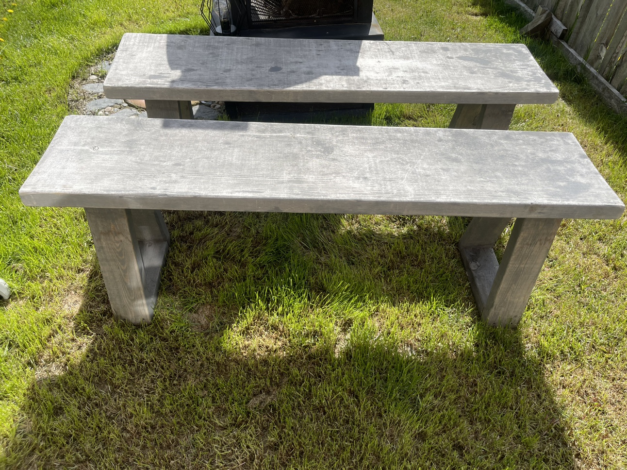 Rustic solid wood benches. Set of two - photo 2
