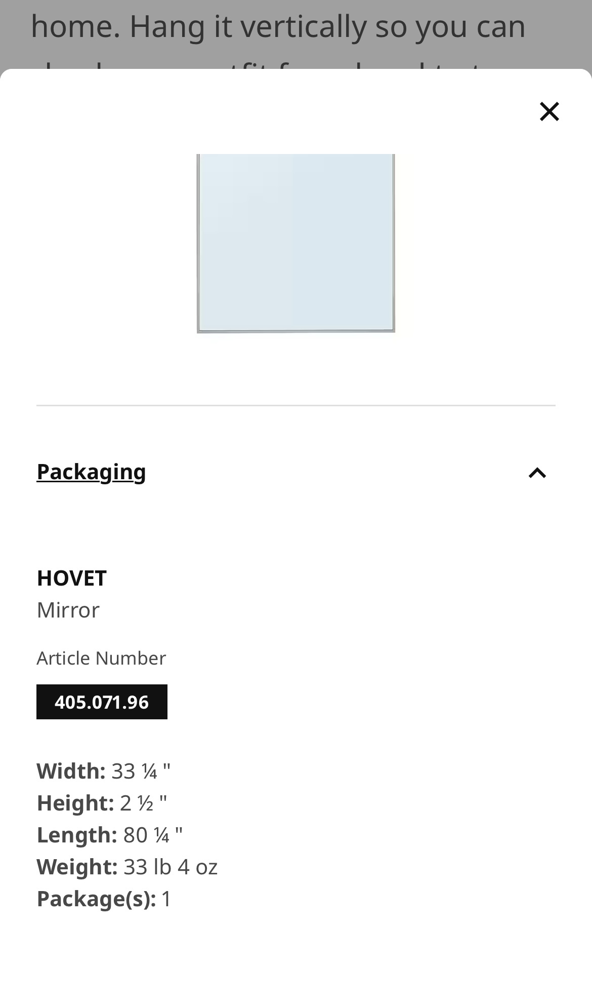 IKEA mirror large - photo 3