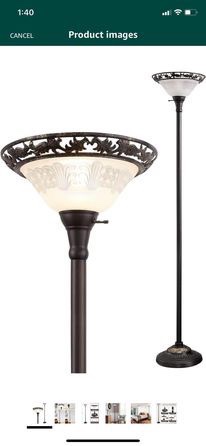 70" Elegant Standing Lamp with Etched Glass Shade - photo 4