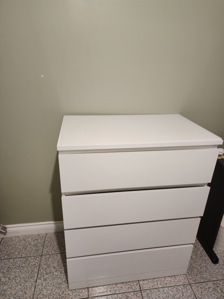 Ikea 4 drawer chest with glass top