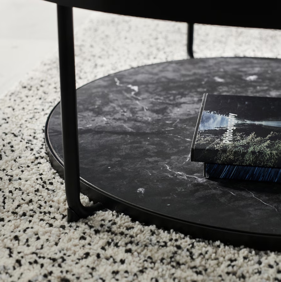 Ikea FRÖTORP Black Round Coffee Table (steel and Glass) for Sale - photo 5