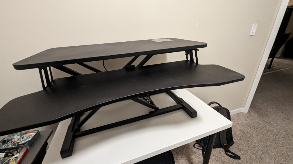 Standing desk riser, dual monitor with keyboard tray - photo 2