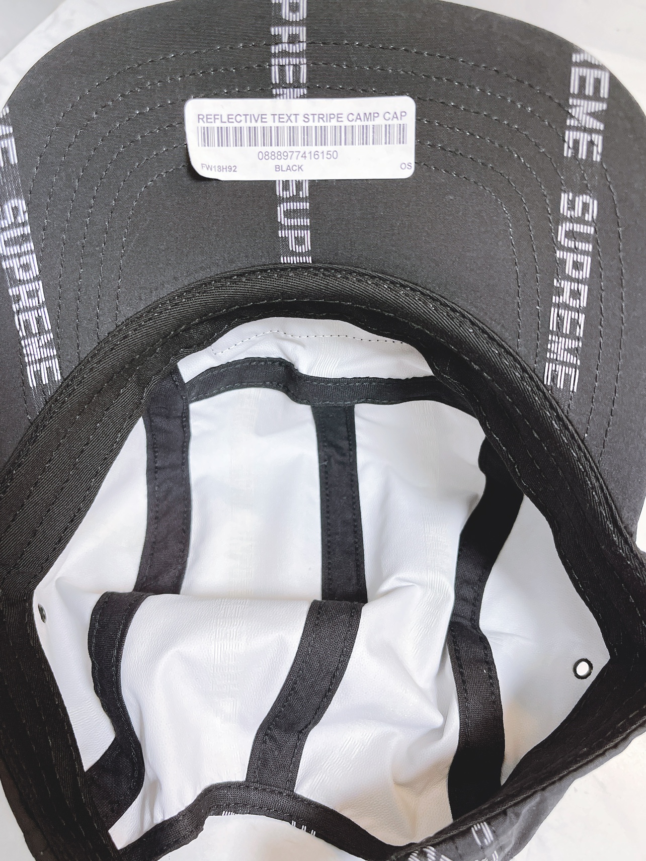 Supreme reflective text stripe camp cap image indicator(5)