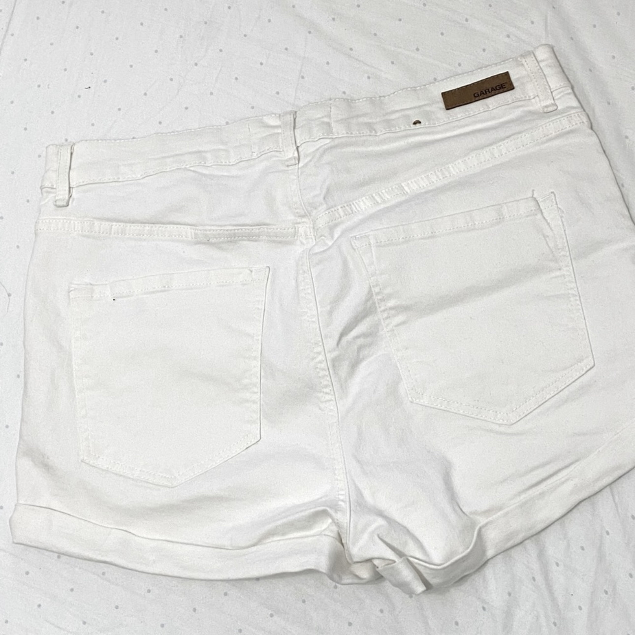 Garage white high waisted distressed denim shorts image indicator(2)