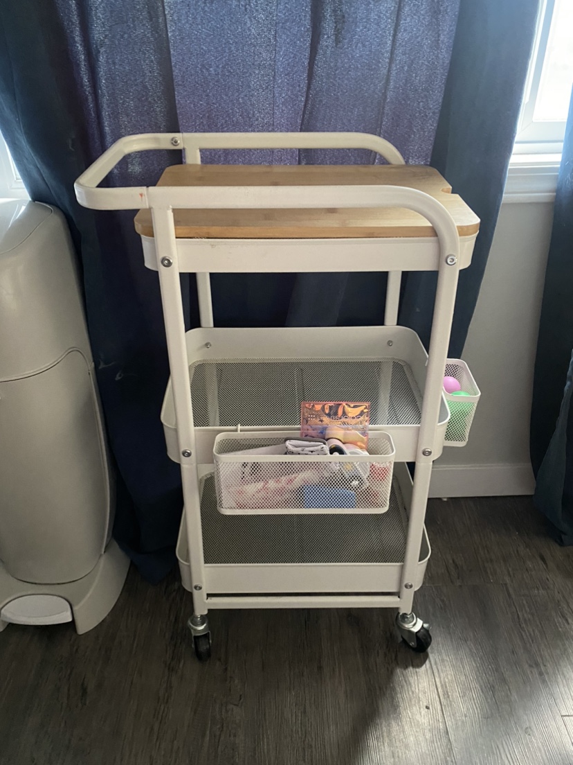 3tier cart with shelf and baskets