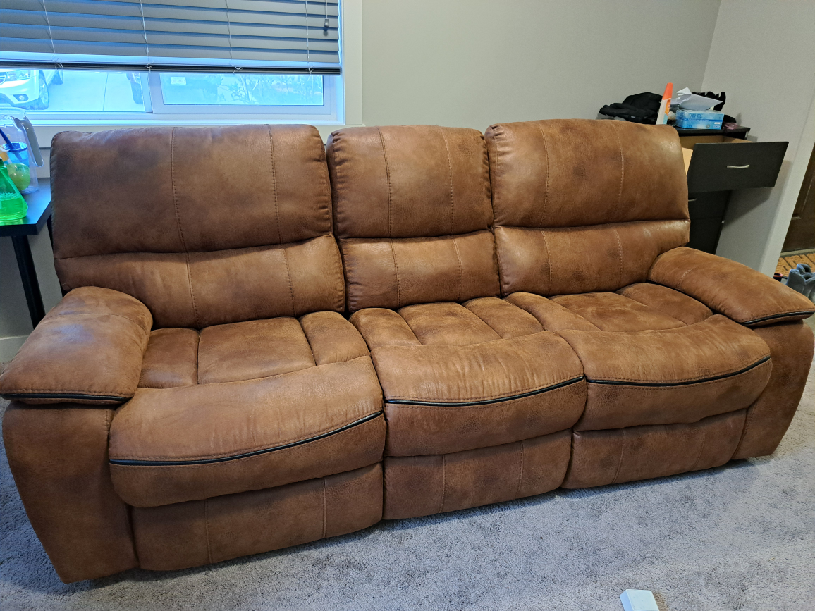 3 Seater Recliner Brown Leather Couch