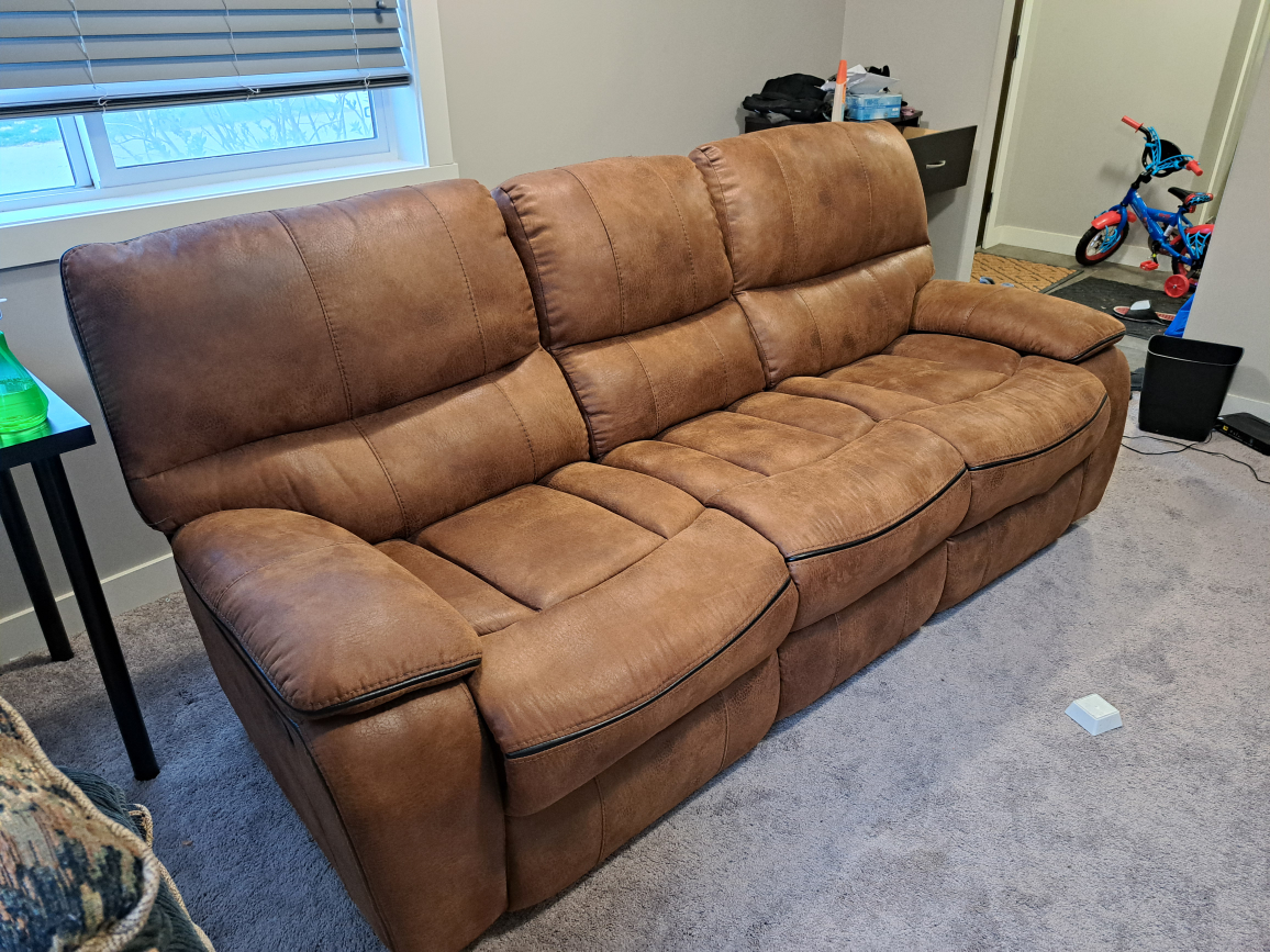 3 Seater Recliner Brown Leather Couch - photo 2