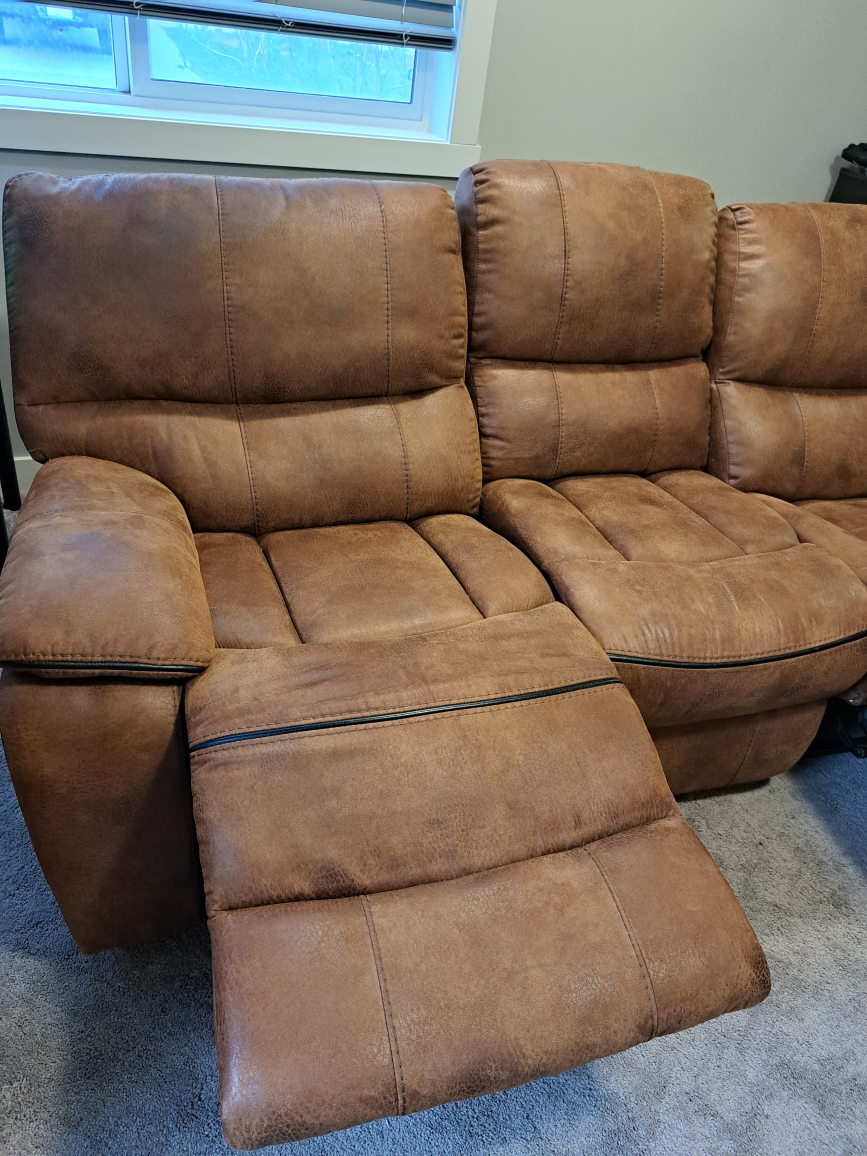 3 Seater Recliner Brown Leather Couch - photo 4