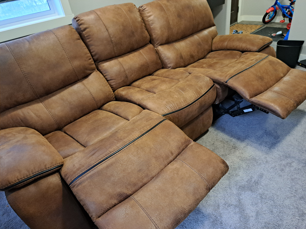 3 Seater Recliner Brown Leather Couch - photo 5
