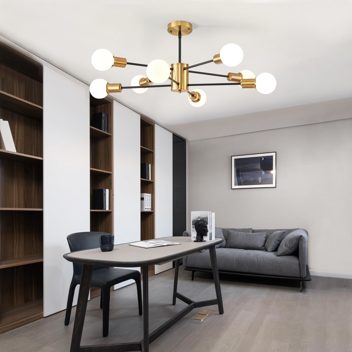 Eight Light Sputnik Satellite Chandelier