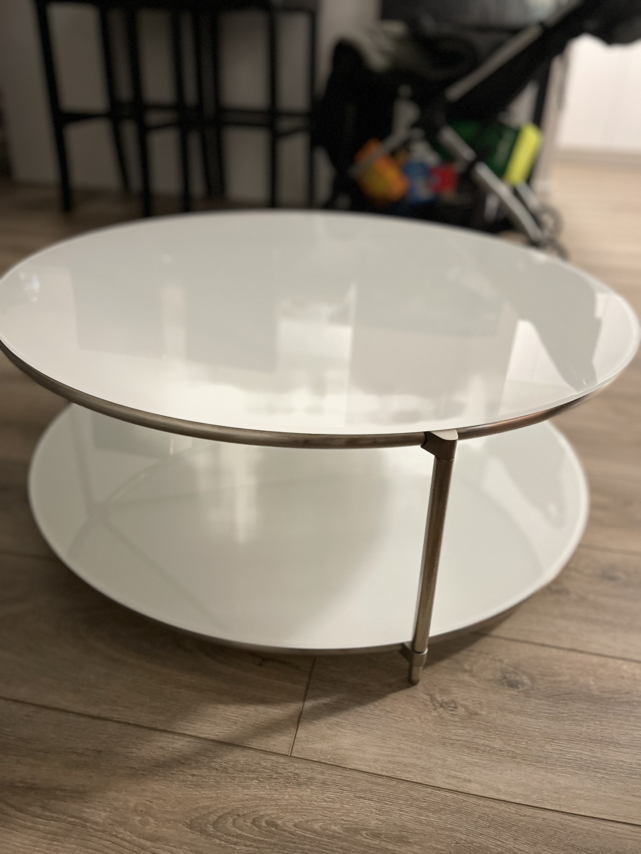 Coffee table, silver /glass - photo 2