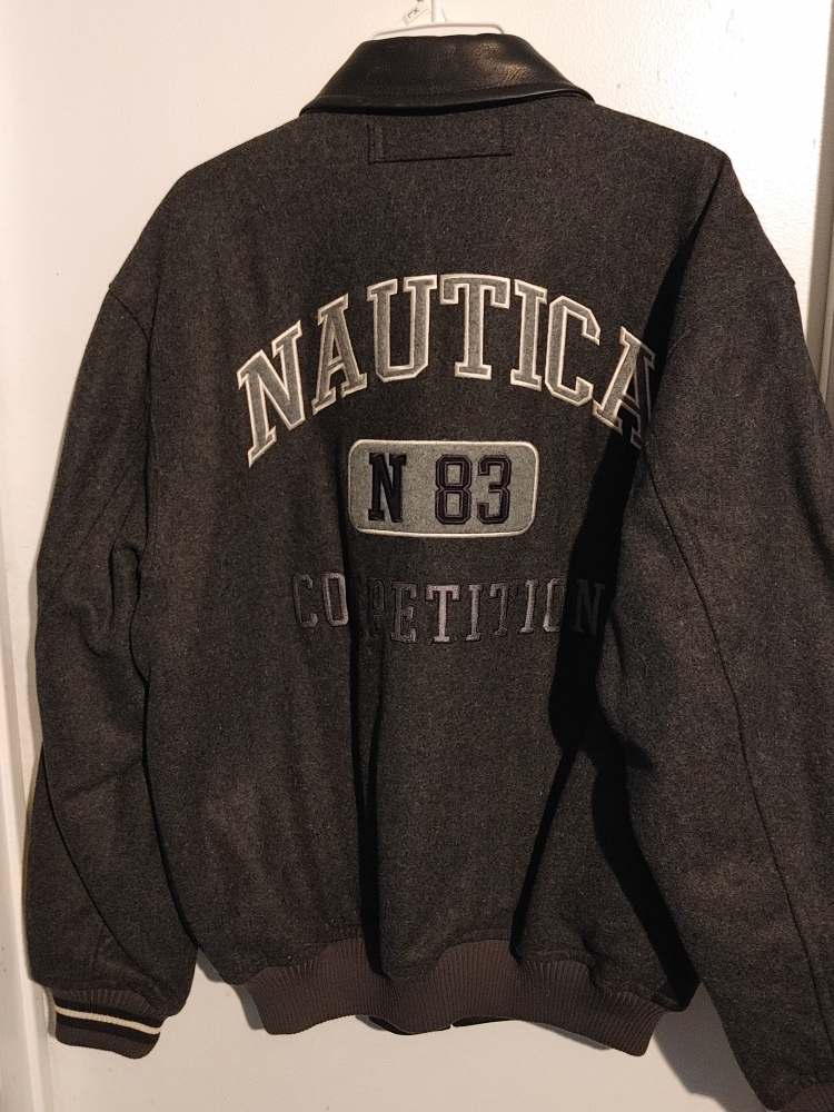🥕NAUTICA GENUINE LEATHER AND WOOL JACKET MENS M RARE & NEW image indicator(3)