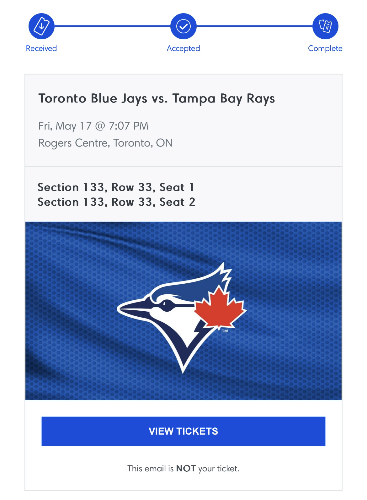 Blue Jays tickets tonight vs Tampa Bay thumbnail