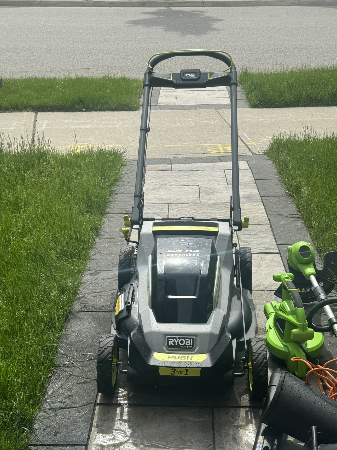 RYOBI 40V HP Brushless Lawn Mower & Greenworks String Trimmer - photo 5