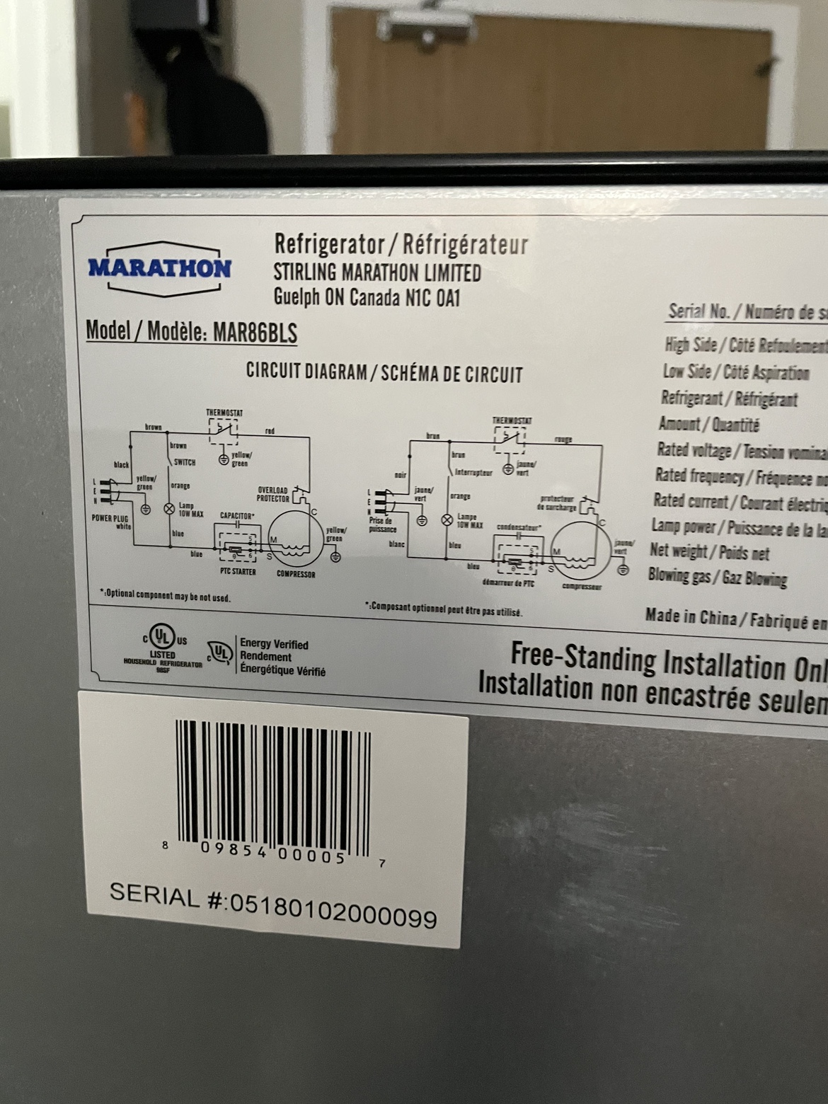 Marathon 22" Black Steel All-Refrigerator image indicator(5)