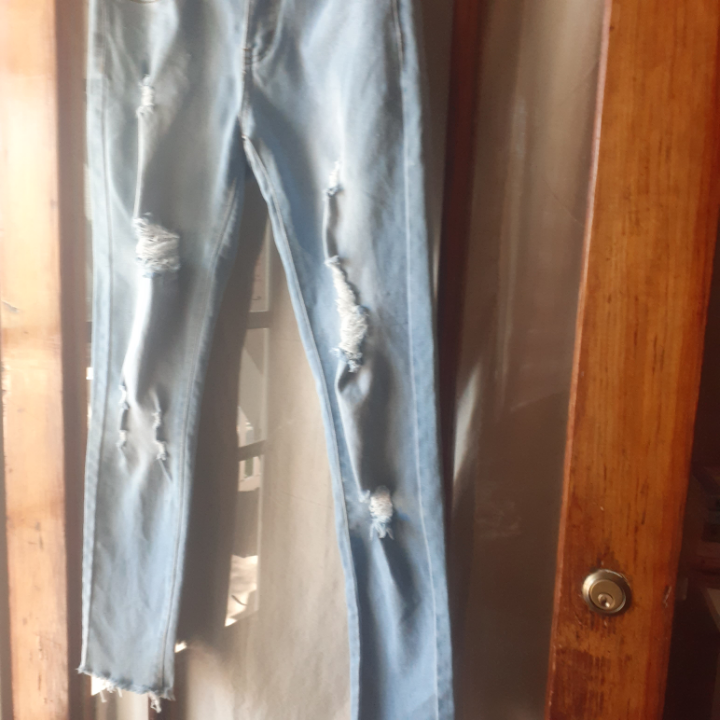 Women's Frayed Size 28 Light Denim Stretch Jeans - photo 2