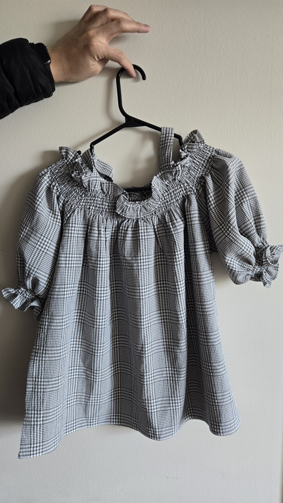 bags and off shoulder top