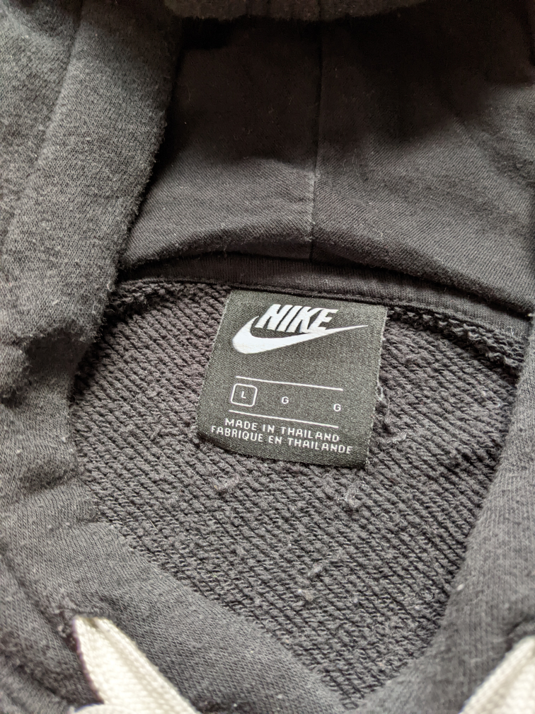Nike Logo Centered Long Sleeve Hoodie Black & White Size Large - photo 3