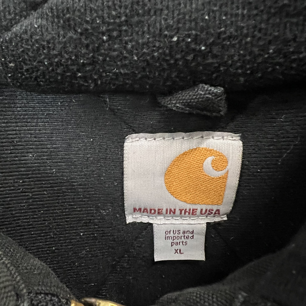 Vintage 1990s Carhartt Hooded Workwear Jacket Size XL Black - photo 3