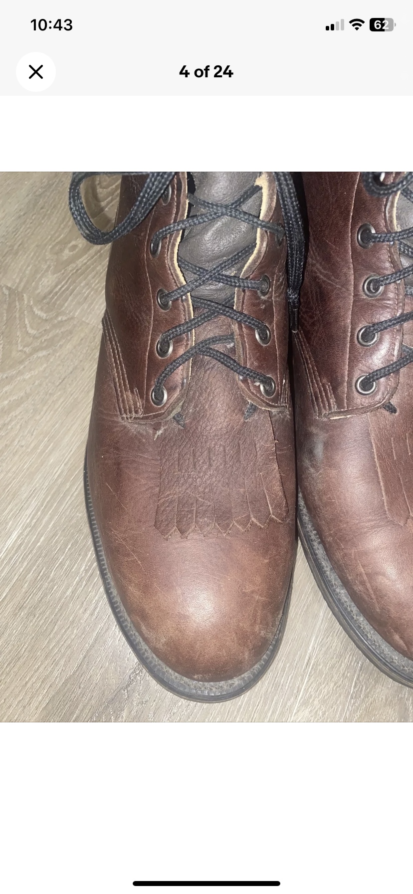 BRAHMA Canada West Boots Leather Granny Laced Kilt Fringe US 12 image indicator(2)