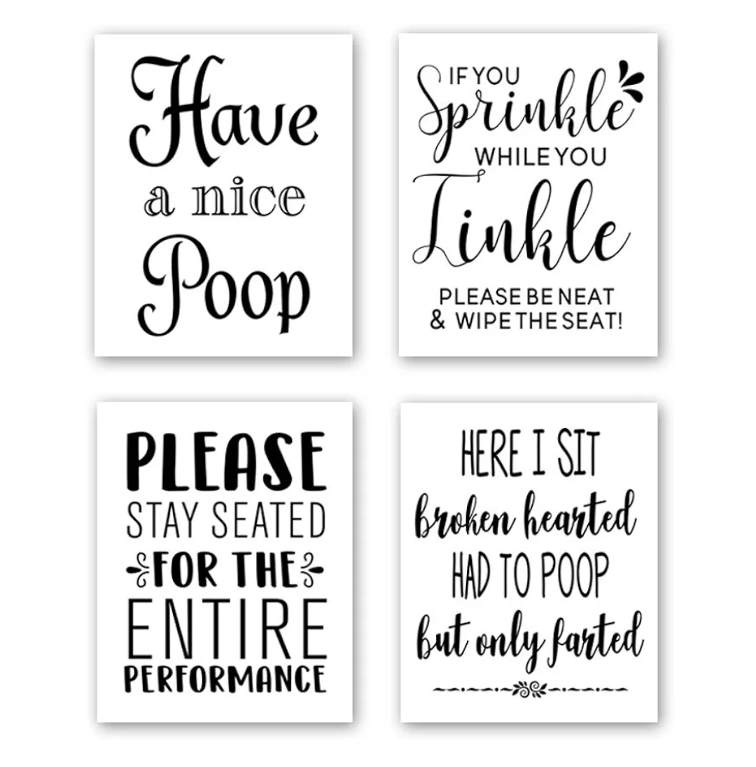 unframed set of 4 funny bathroom wall art