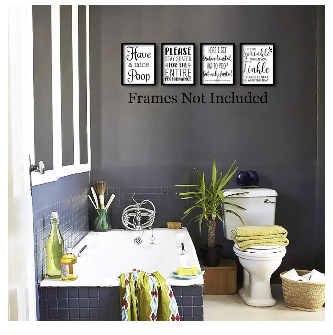 unframed set of 4 funny bathroom wall art - photo 2