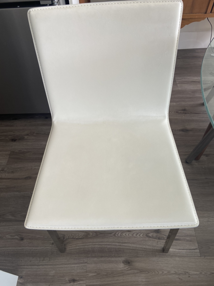 2 almost new white pleather chairs from CB2 on Robson st. - photo 2