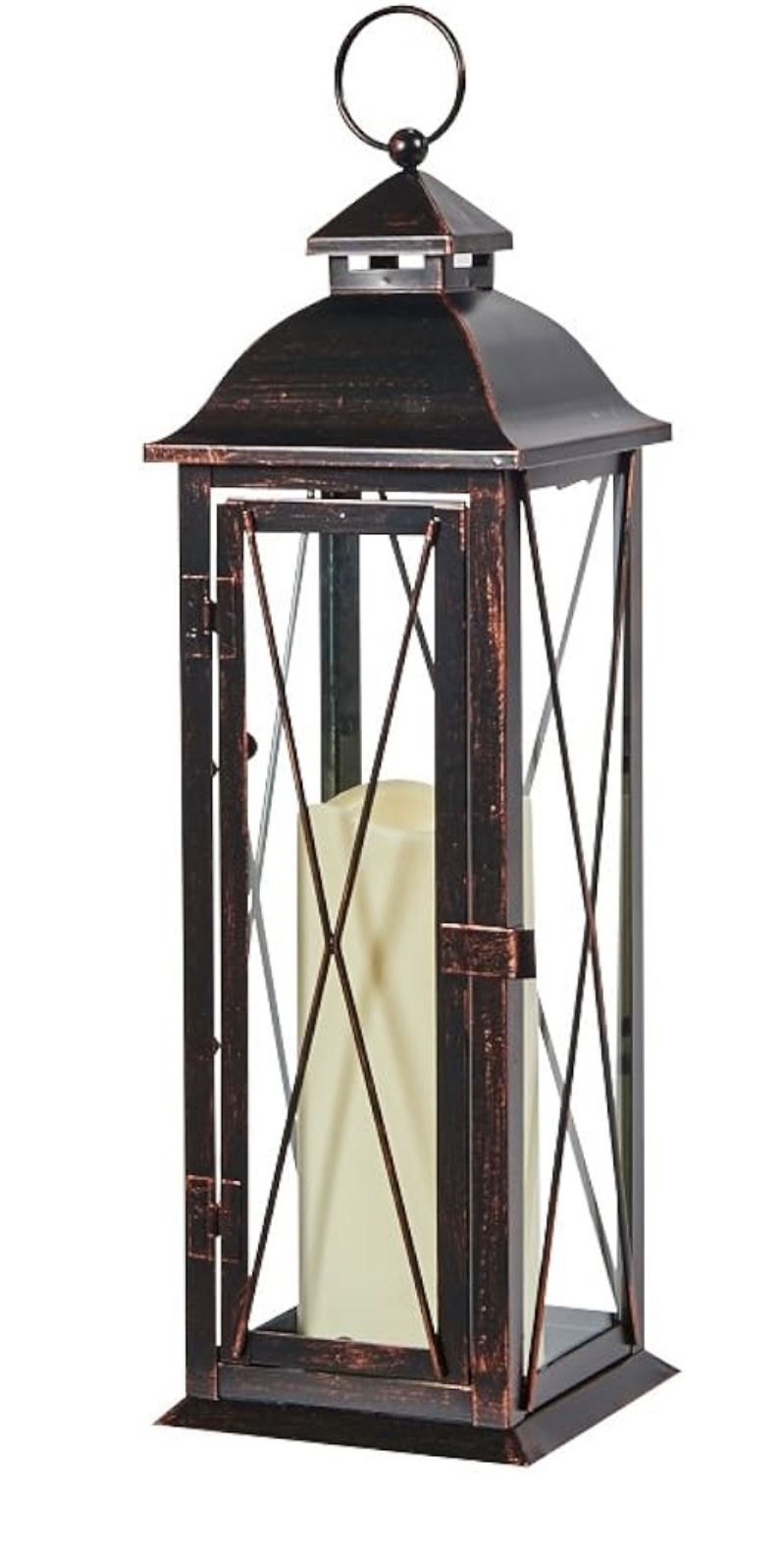 Metal lantern with battery candle light - photo 2