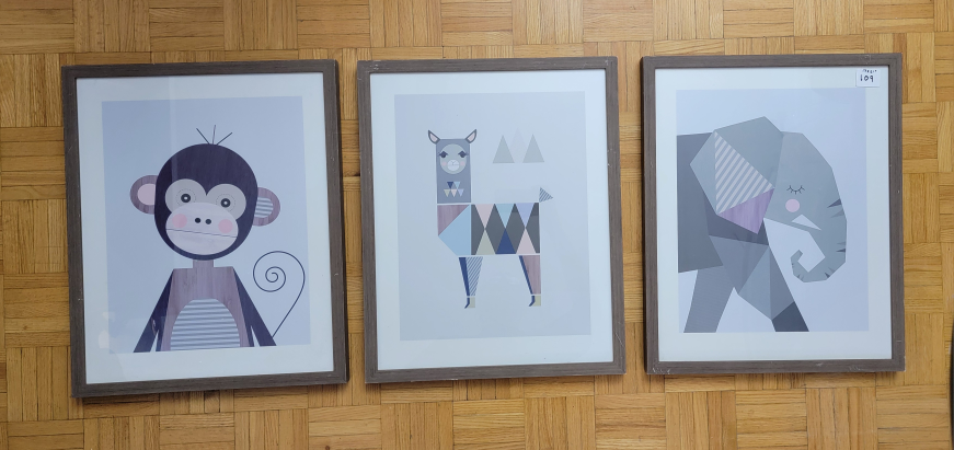3 x Animal Framed Wall Art Structube 17"x21 image indicator(6)