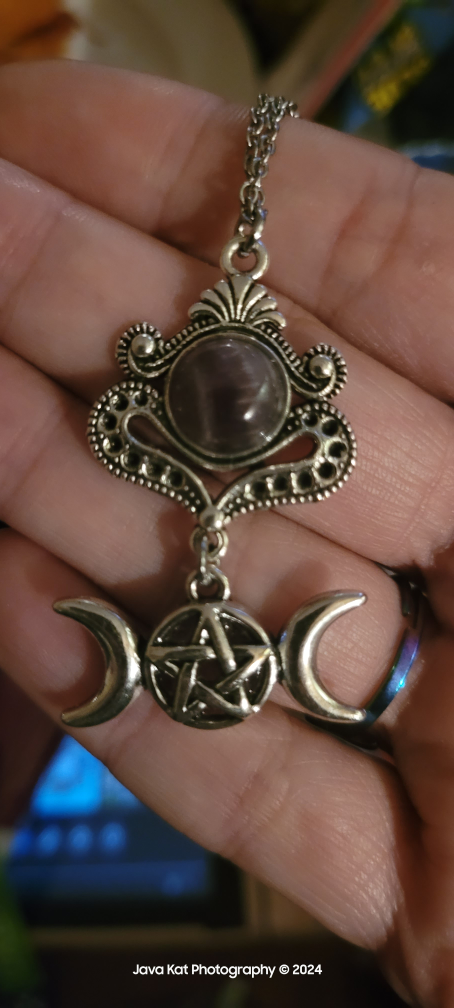 Amethyst and Sterling Silver Triple Moon Necklace - photo 2