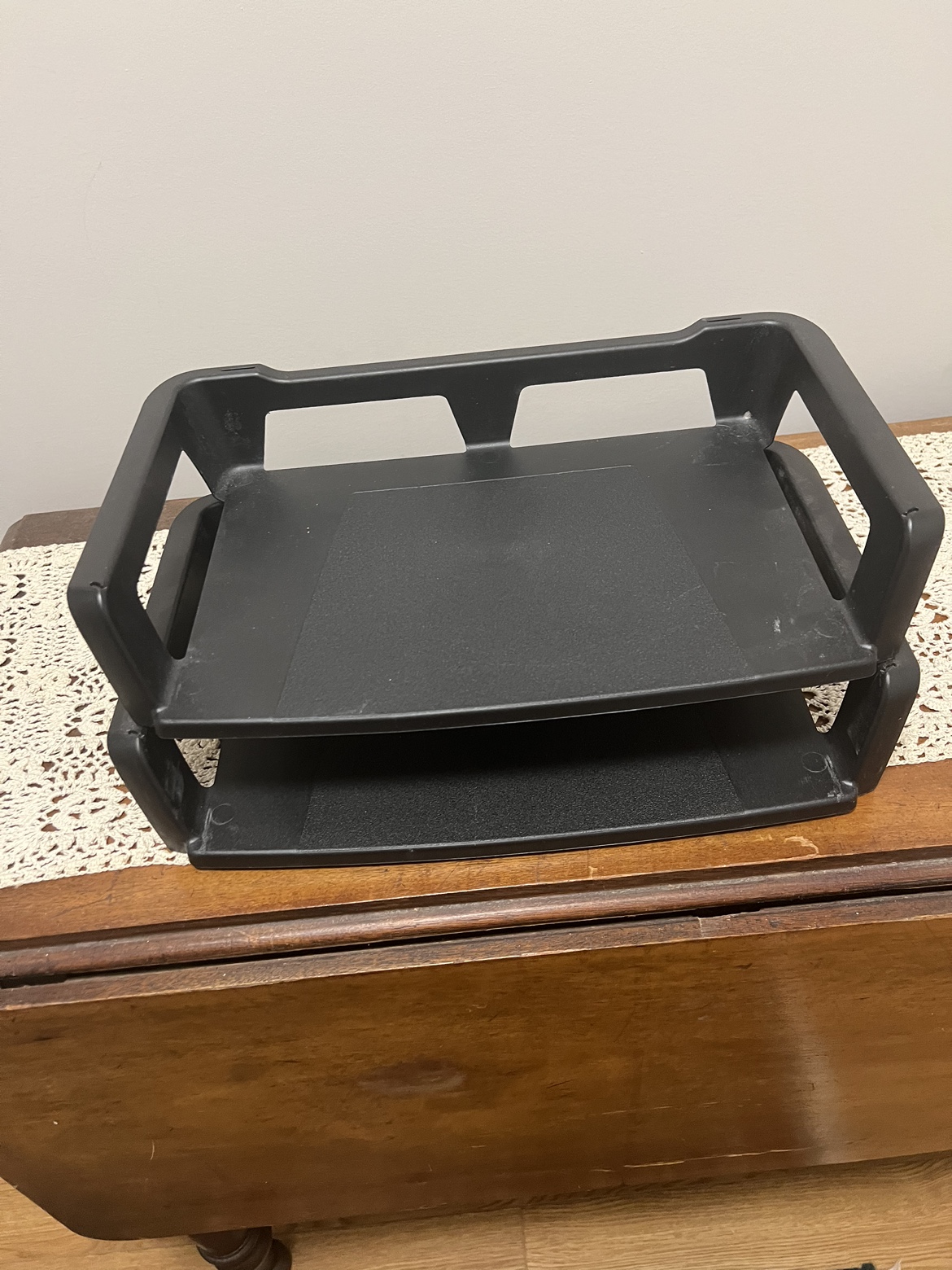Black plastic trays