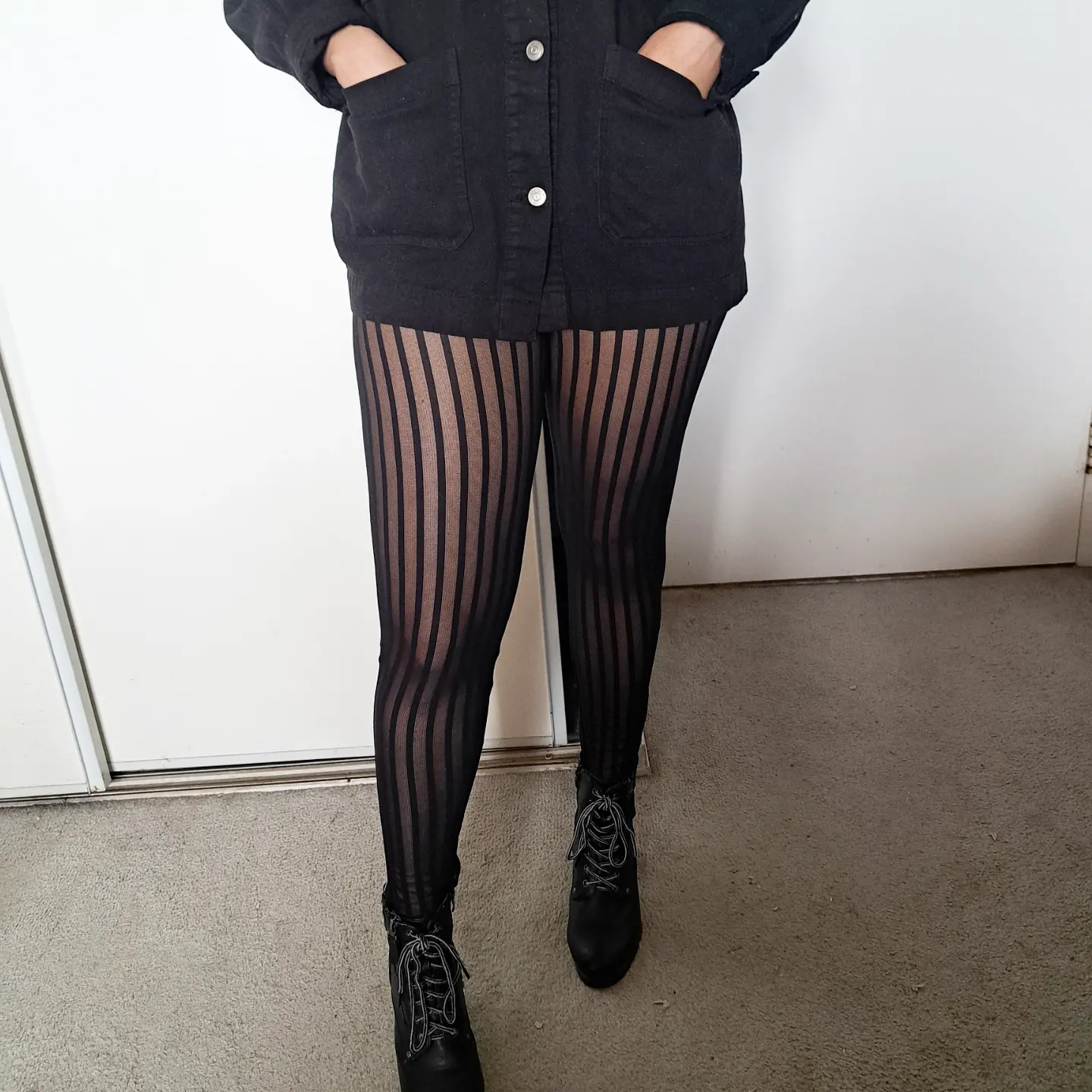 Striped See-Through Black Leggings thumbnail