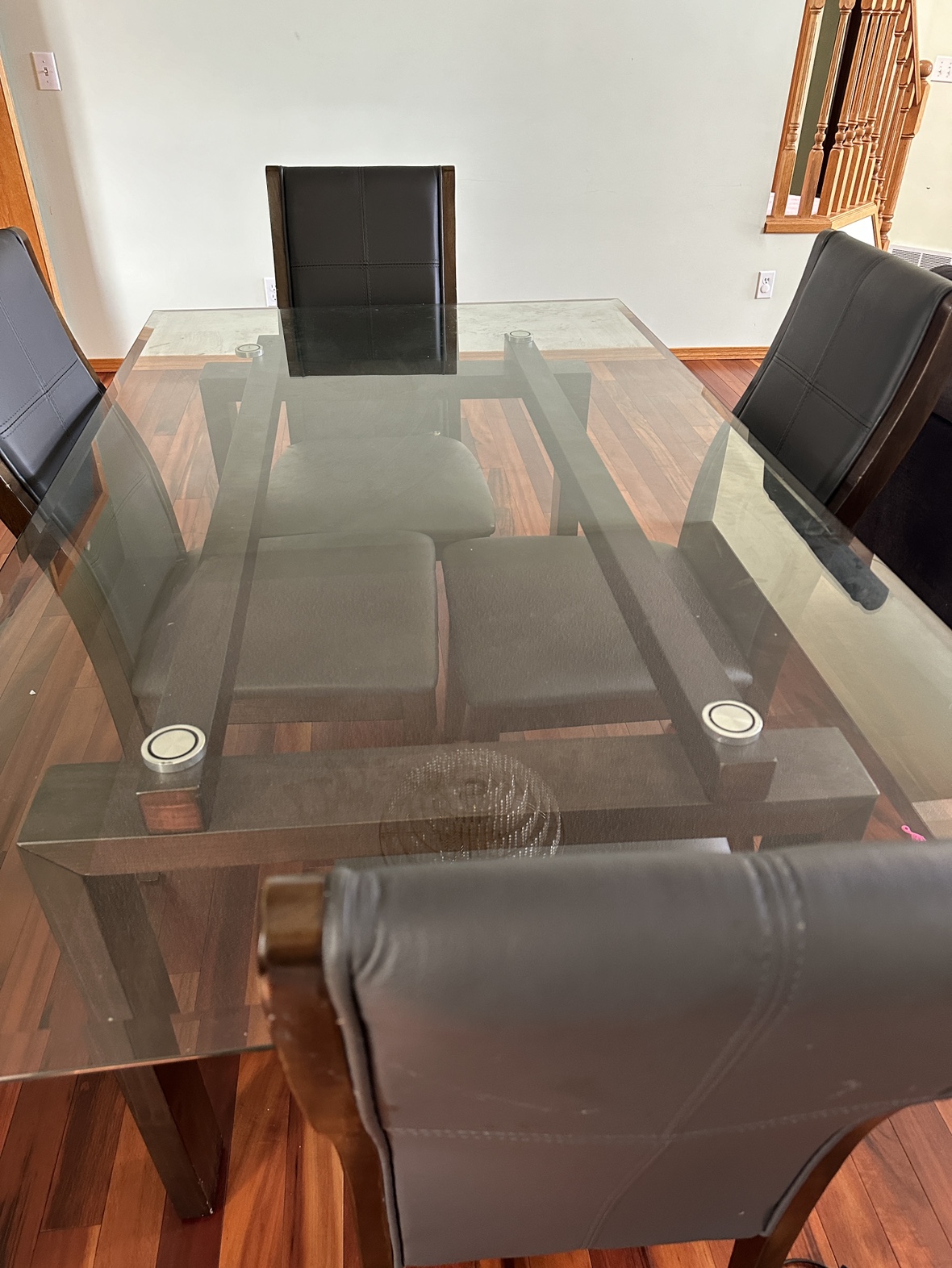 6-Seater Glass Dining Table with Four Chairs- Fair Condition - photo 2