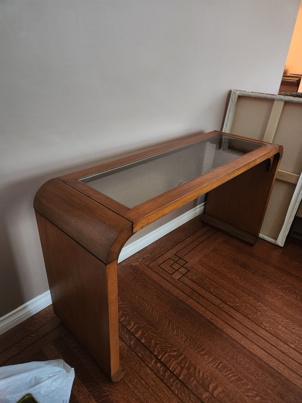 wooden displaying table