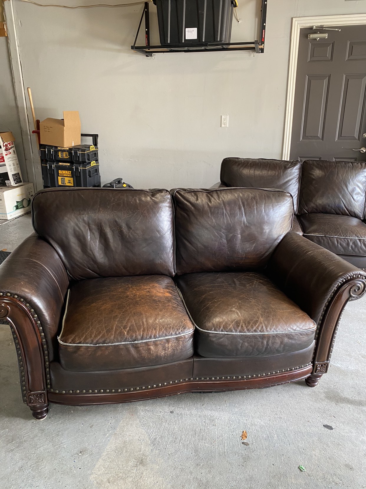 Vintage Brown Leather Couch Set - photo 4
